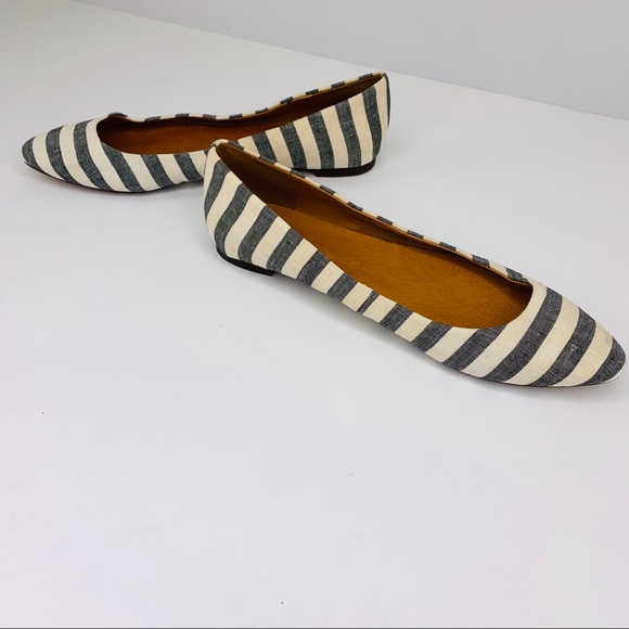 Madewell Sidewalk Skimmer Striped Ballet Flats pointy toe flats - Picture 7 of 8